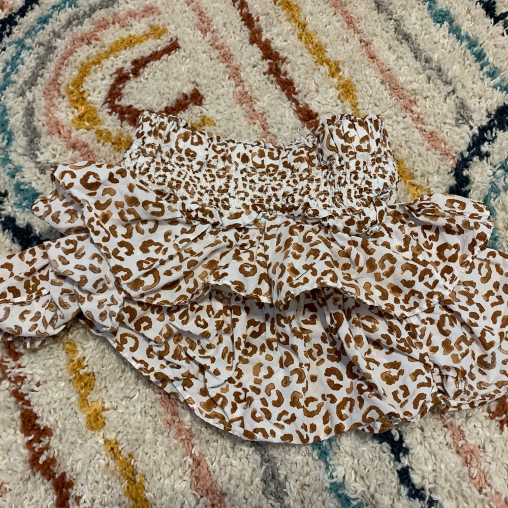 Janie and Jack White and Brown Leopard Skirt